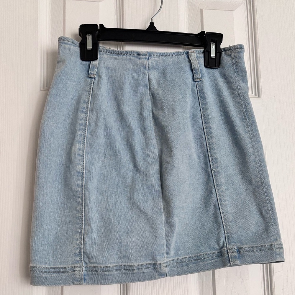 Light colored denim skirt